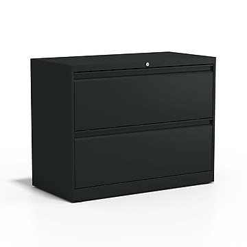 Staples Commercial 2 File Drawer Lateral File Cabinet, Locking, Black, Letter/Legal, 36"W (20054D)