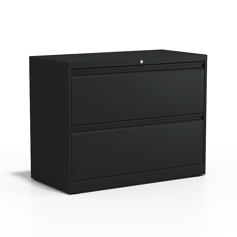 Staples Commercial 2-Drawer Lateral File Cabinet, Letter/Legal Size, Lockable, 28.11"H x 36"W x 18.62"D, Black (60922/17451) image 1