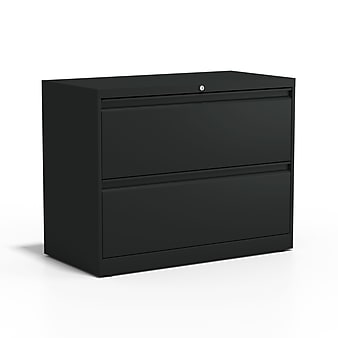 Staples Commercial 2 File Drawer Lateral File Cabinet, Locking, Black, Letter/Legal, 36"W (20054D)
