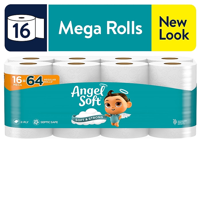 Angel Soft & Strong Mega Toilet Paper, 2-ply, White, 320 Sheets