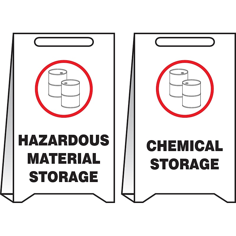 Accuform Slip-Gard HAZARDOUS MATERIAL STORAGE..Reversible Fold-Ups, Red/Black/White, 20"x12" (PFE436) image 1