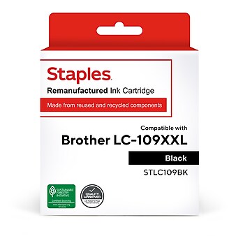 Staples Remanufactured Black Extra High Yield Ink Cartridge Replacement for Brother LC109BK (TRLC109BK/STLC109BK)