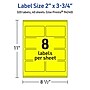 Avery Rectangle Laser/Inkjet Multipurpose Labels, 2" x 3.75", Neon Yellow (320/Box)~#|#~140EFBEE-4B6F-4C3C-9DED425FCC694FE3_sc7