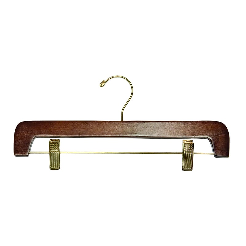 Nahanco 14" Wood Flat Bottom Hanger, Walnut, 100/Box (CLIPGH) image 1