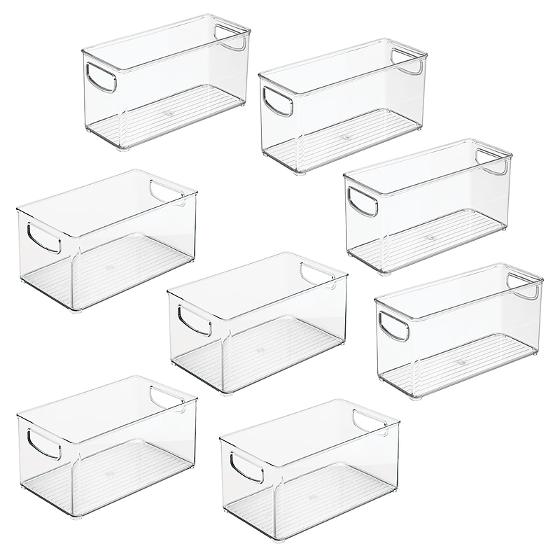 iDESIGN Stackable Assorted Plastic Storage Bin with Handles, Clear, 8/Pack (95582N) image 1