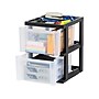 Iris 2-Compartment Stackable Desktop Storage Drawer, Black/Translucent White (116352)~#|#~1429ED25-B131-409C-9E4E4634F30121F1_sc7
