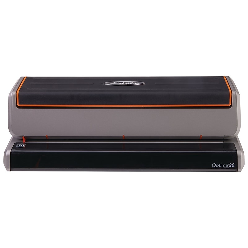Swingline Optima Electric Desktop 3-Hole Punch, 20 Sheet Capacity, Black & Silver (74520) image 1