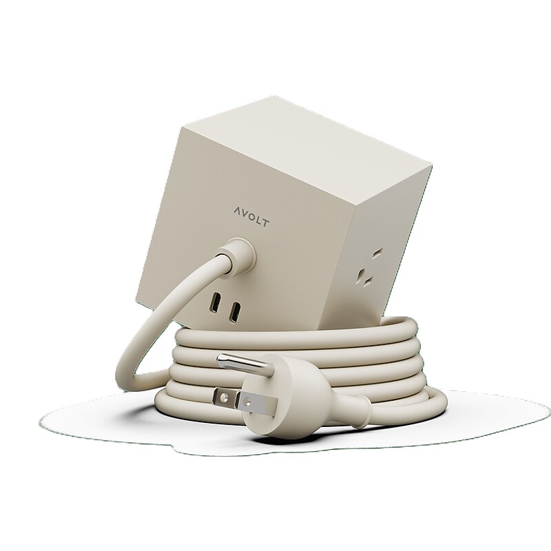 AVOLT Square 1 5.9' 3-Outlet Power Extender with USB-C, Nomad Sand (SQ1-NABC30-18BE) image 1