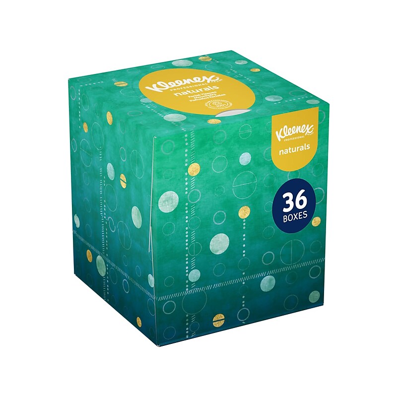 Kleenex Naturals Facial Tissue, 2-Ply, 90 Tissues/Box, 36 Boxes/Carton (56027) image 1
