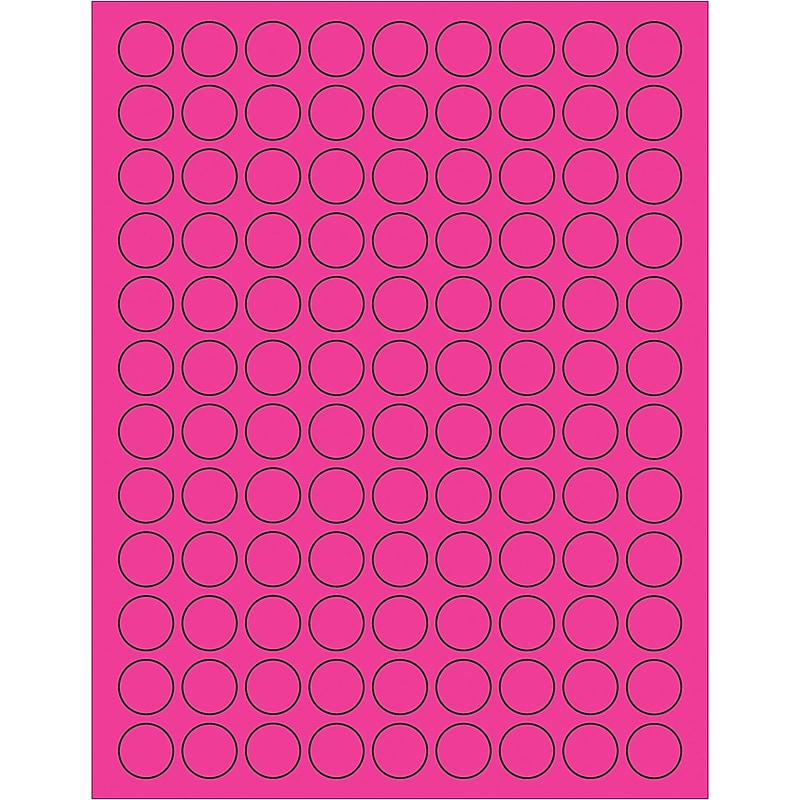 Tape Logic Fluorescent Circle Laser Labels, 3/4", Fluorescent Pink, 10800/Case (LL190PK) image 1