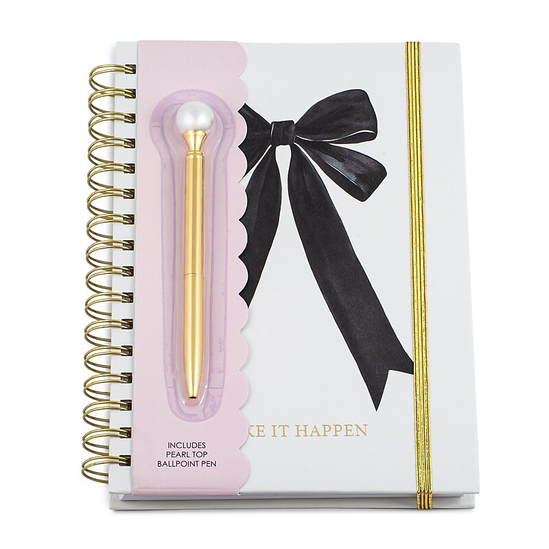 Simple Pleasures Make it Happen Hardcover Journal, 8.58" x 6.30", College Ruled, White, 108 Pages, 24/Carton (S1069-1720) image 1