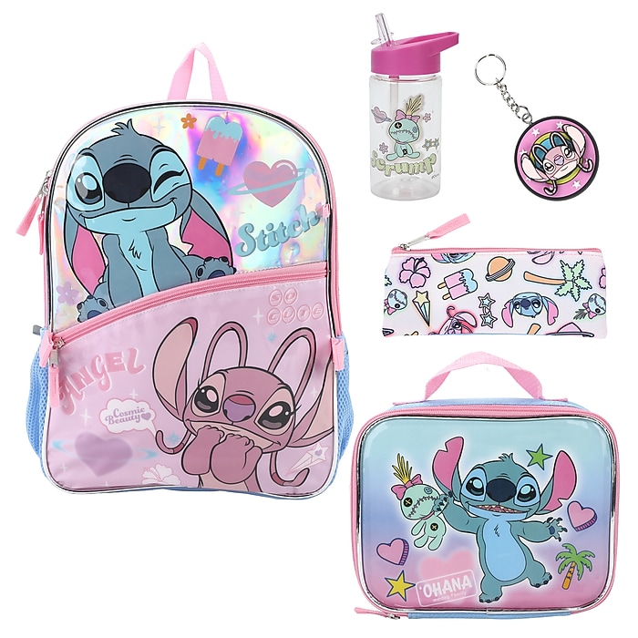 Bioworld Kids 4-Piece Stitch Backpack Set, Large, Multicolored