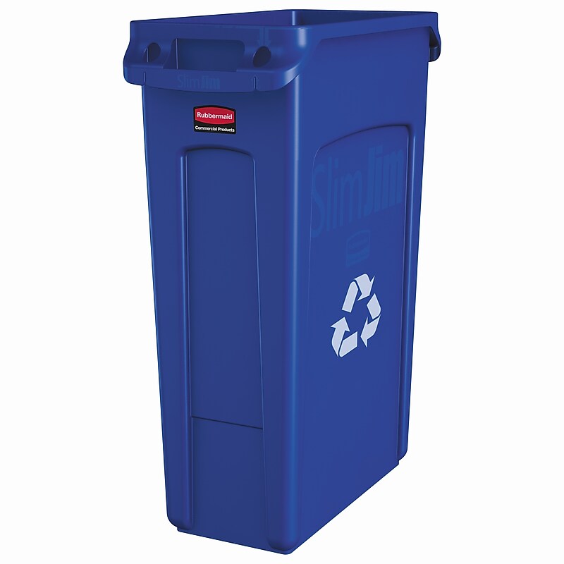 Rubbermaid Slim Jim Vented Recycling Container, 23 Gallons, Blue (FG354007BLUE) image 1