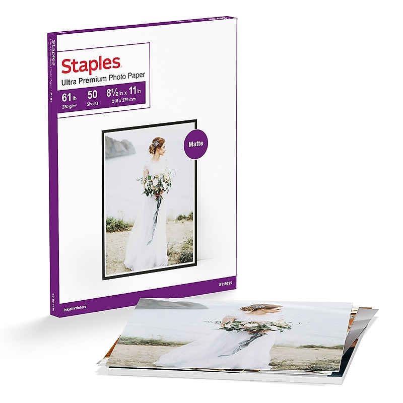 Staples Ultra Premium Matte Photo Paper, 230 g/m², 8.5"W x 11"L, 50/Pack (19895-CC) image 1