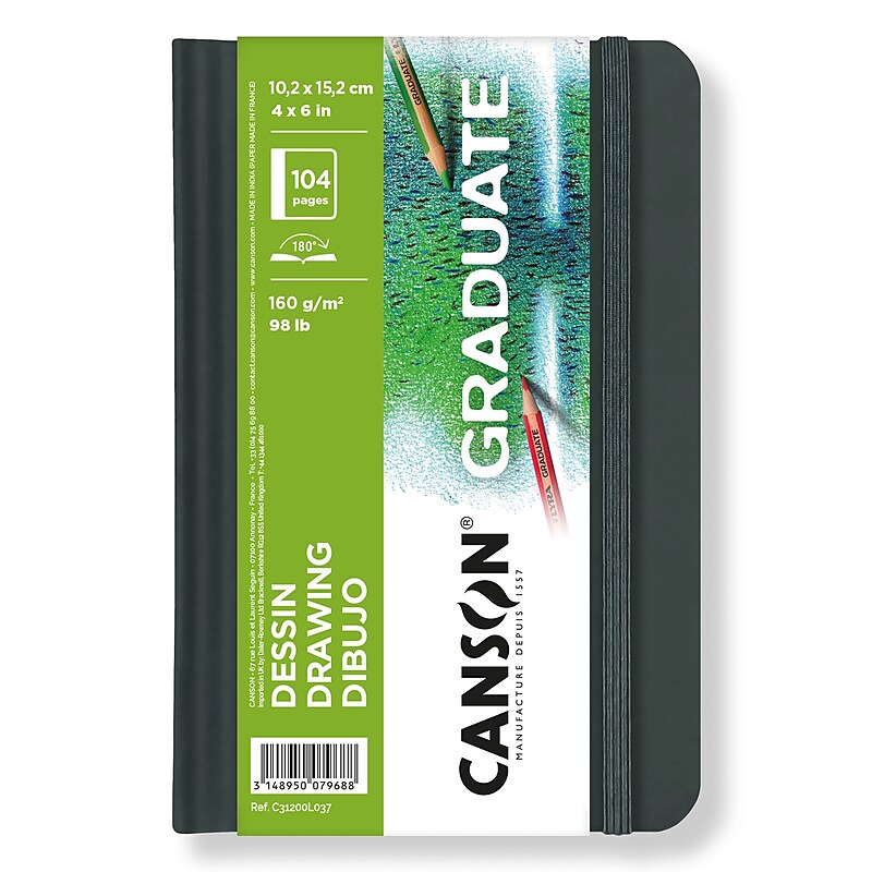 Canson Graduate 4" x 6" Hard Bound Drawing Art Book, 52 Sheets/Book, 5/Bundle (MCX31200L037-5) image 1