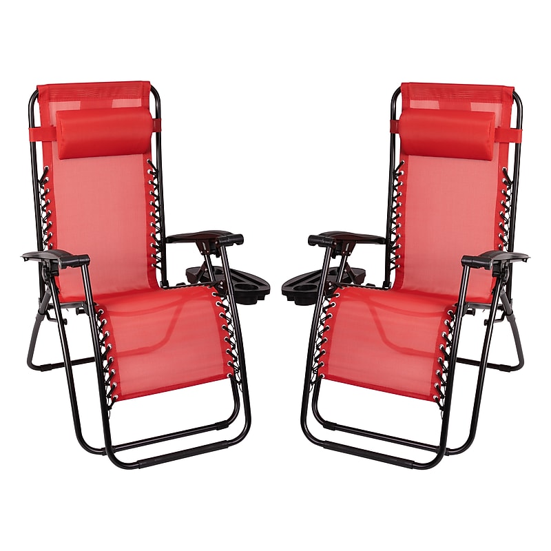 Flash Furniture Celestial Folding Reclining Lounge Chair, Red, 2 Pack (2GM103122SSRD) image 1