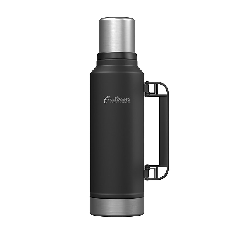 Outdoors Professional Stainless-Steel Vacuum Insulated Termo Classic Bottle with Carry Handle, 47 oz., Black (OUTD9393) image 1