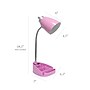 Simple Designs Gooseneck Organizer LED Desk Lamp, 18.50", with iPad Tablet Stand and Charging Outlet, Pink (LD1057-PNK)~#|#~146B8A68-0AA7-4A24-909AD0F24CB2D915_sc7