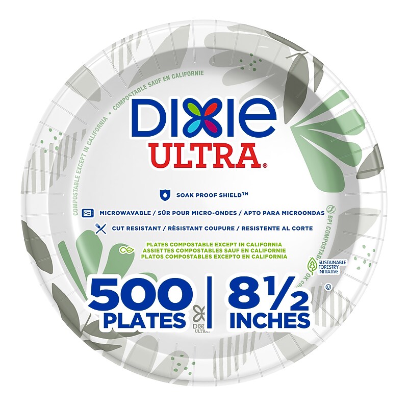 Dixie Ultra Pathways 8.5" Paper Plates, Multicolored, 500/Carton (SXP9PATH) image 1