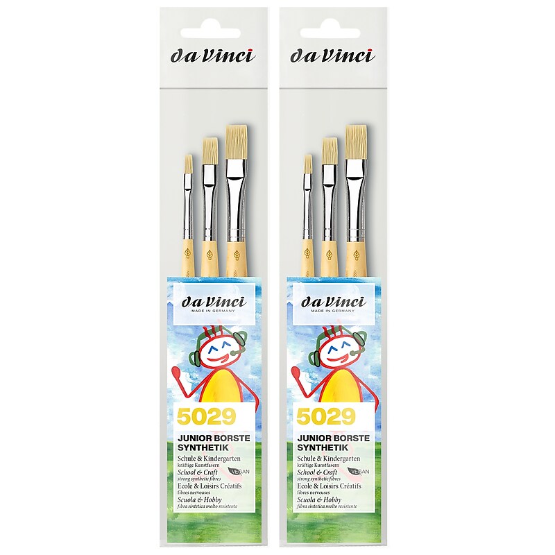 da Vinci JUNIOR BORSTE Acrylic Synthetic Bristle, Flat Brush, 3/Set, 2 Sets/Bundle (DVXVA50290-2) image 1