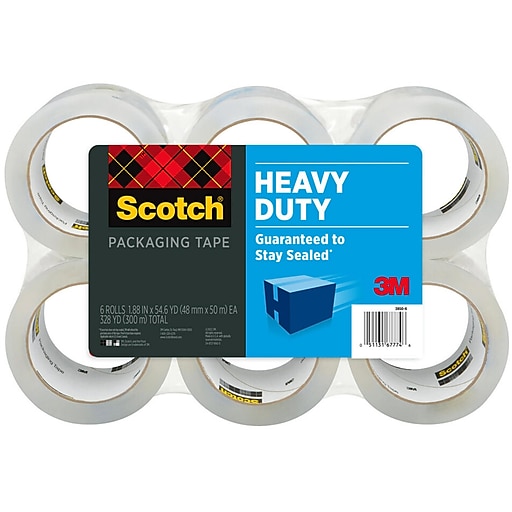 Scotch Heavy Duty Shipping Packing Tape, Clear, Shipping and Packaging  Supplies, 1.88 in. x 54.6 yd., 18 Tape Rolls