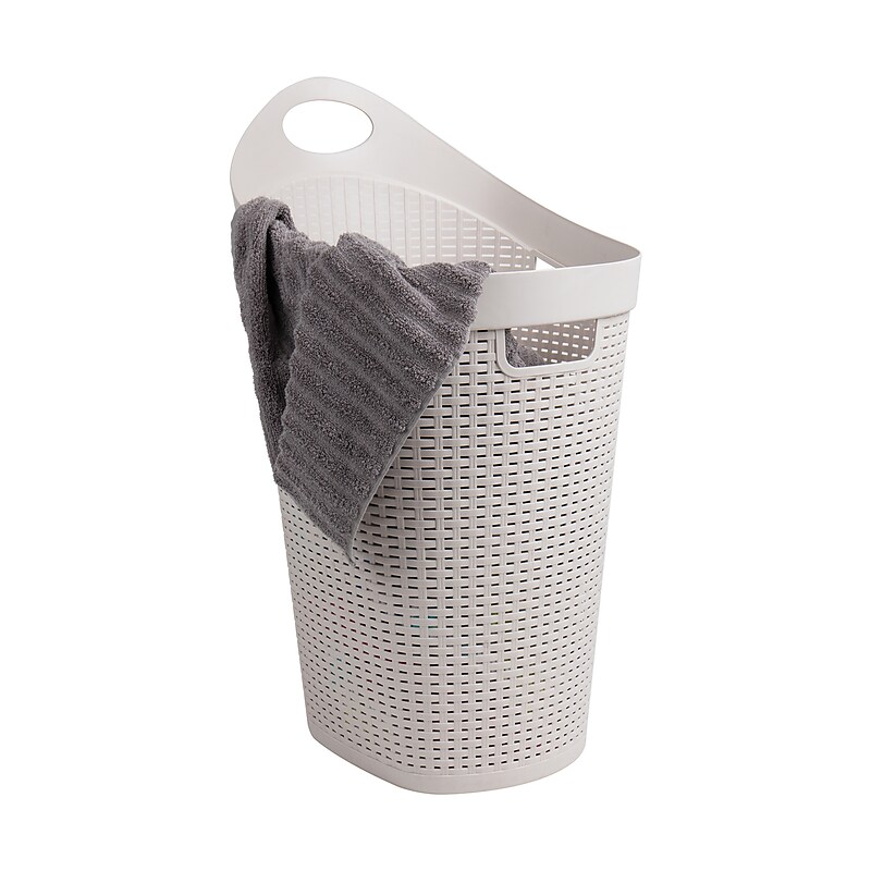 Mind Reader 15.85-Gallon Rolling Laundry Hamper, Plastic, Ivory (60HWHEEL-IVO) image 1