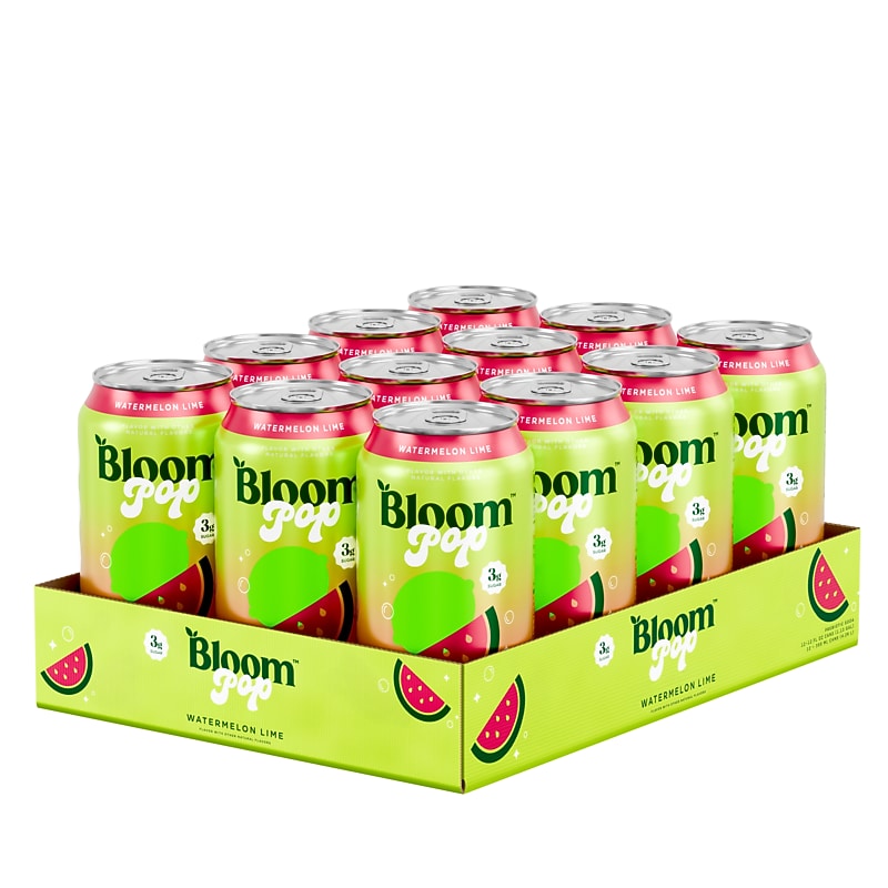 Bloom Pop Prebiotic Watermelon Lime Soda, 12 oz., 12 Cans/Carton (20040250) image 1
