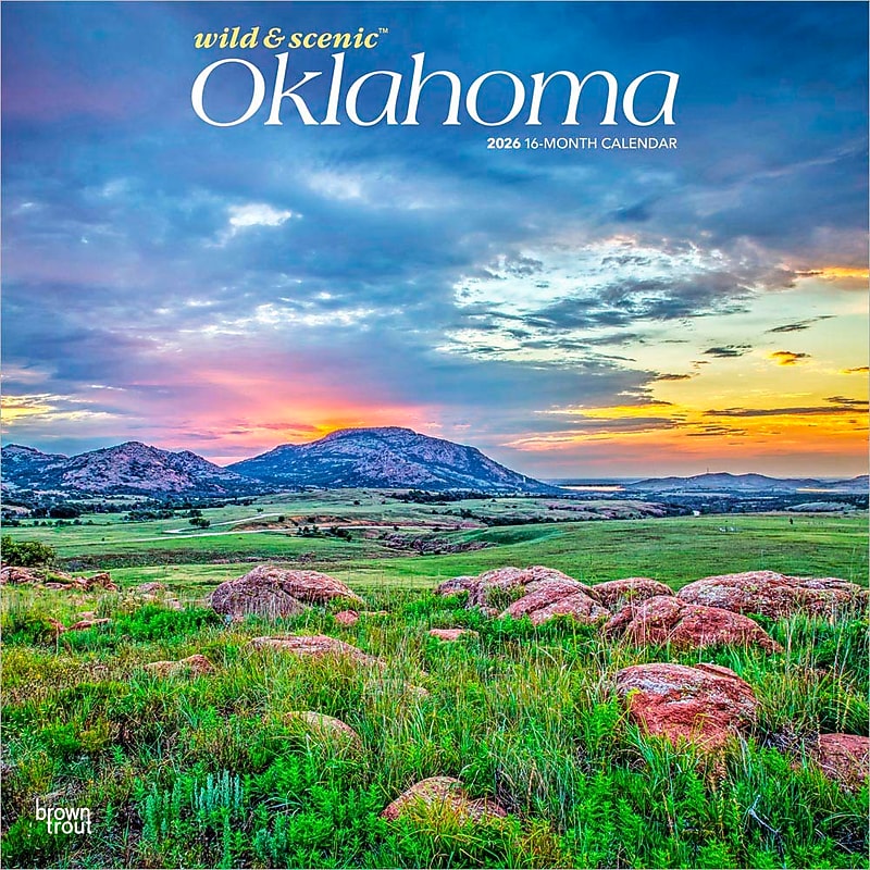 2026 BrownTrout Oklahoma Wild & Scenic 12" x 12" Monthly Wall Calendar (9798330704965) image 1