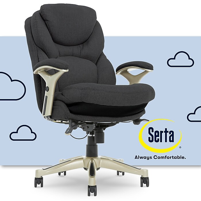Serta Works Ergonomic Fabric Swivel Executive Chair with Back in Motion Technology Dark Gray 44186E Staples