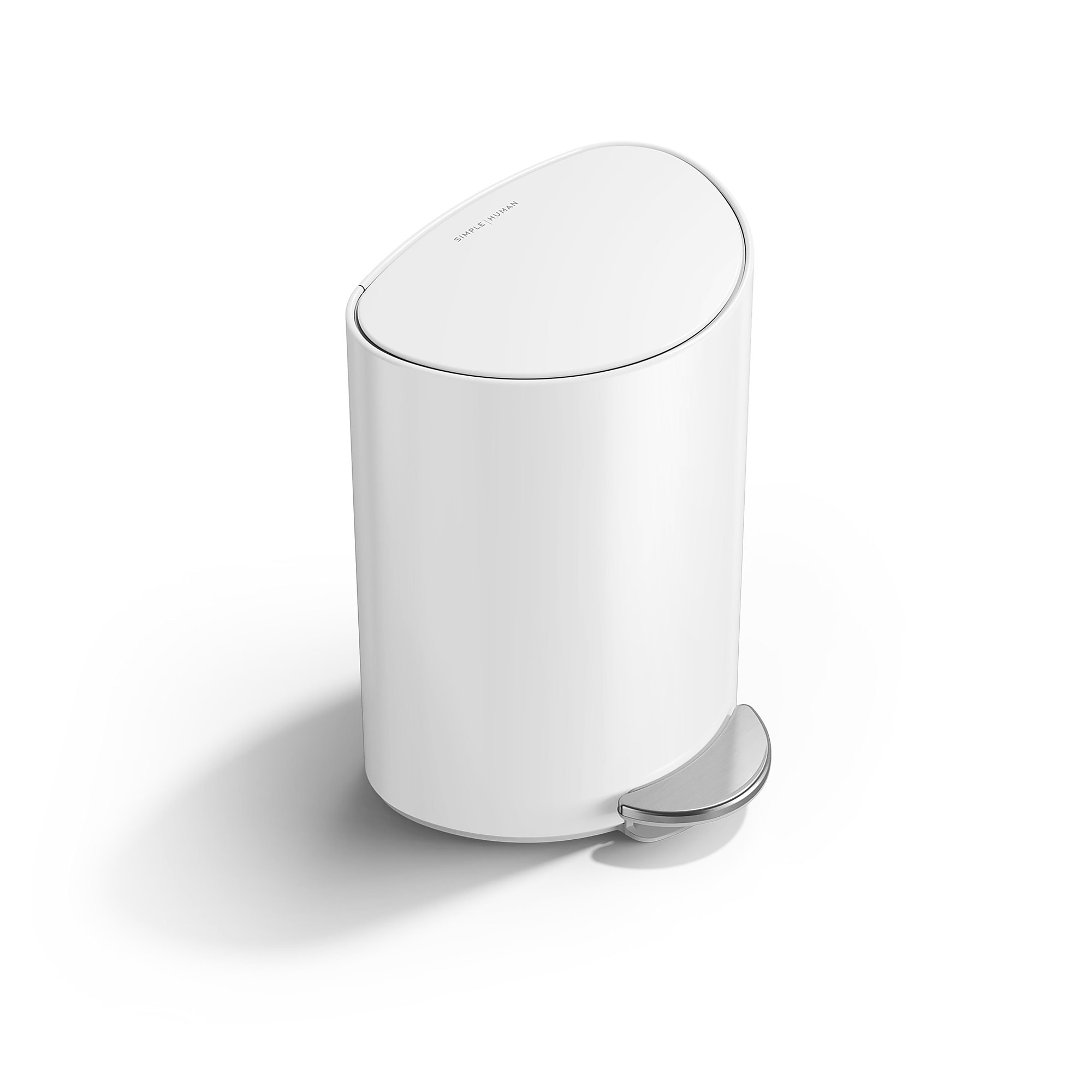 simplehuman Semi-Round Mini Steel Step Trash Can, 1.6 Gallon, White (CW2108) Sansujyuku sansujyuku.com