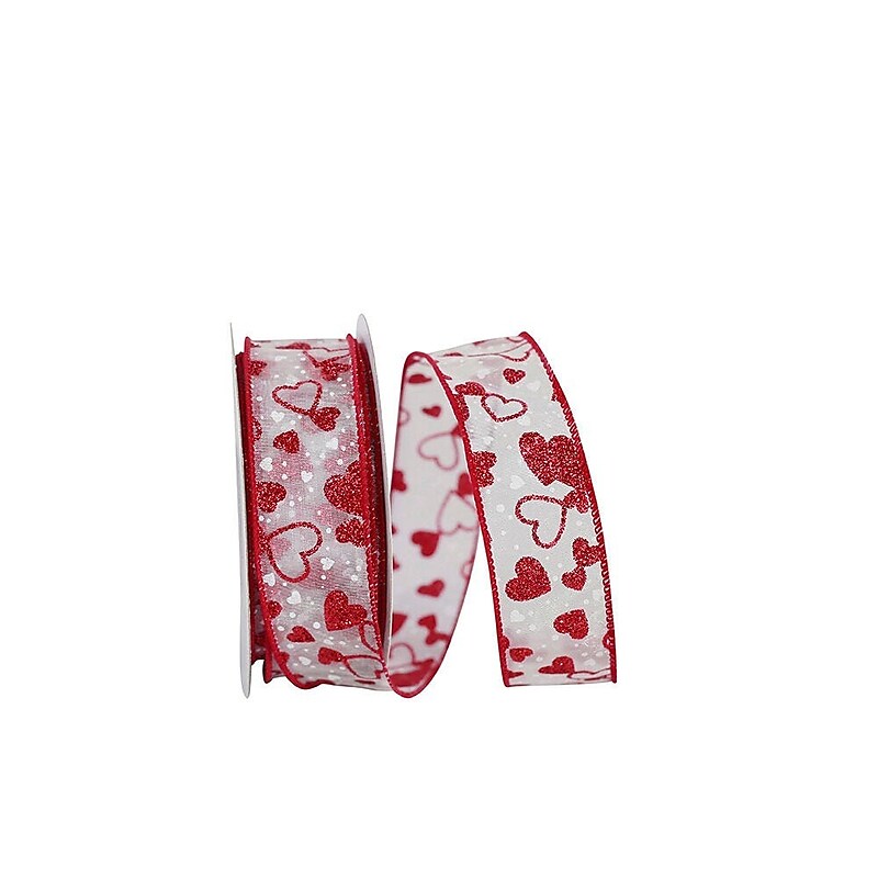 JAM Paper Valentine's Day Sheer Glitter Ribbon, Multicolored (52640340633) image 1