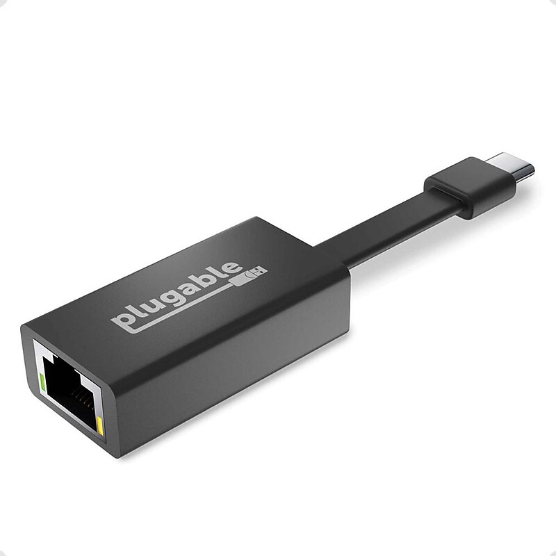 Plugable USB-C to Ethernet Adapter, Black (USBC-TE1000) image 1