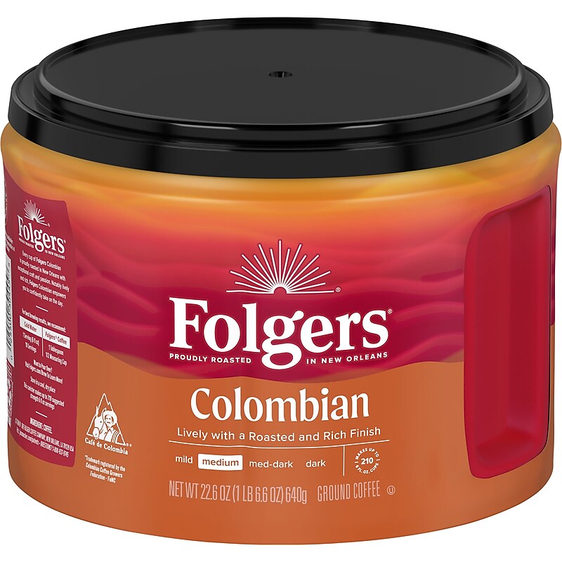 Folgers 100% Colombian Ground Coffee, Medium Roast, 22.6 oz., Each (SMU30445) image 1