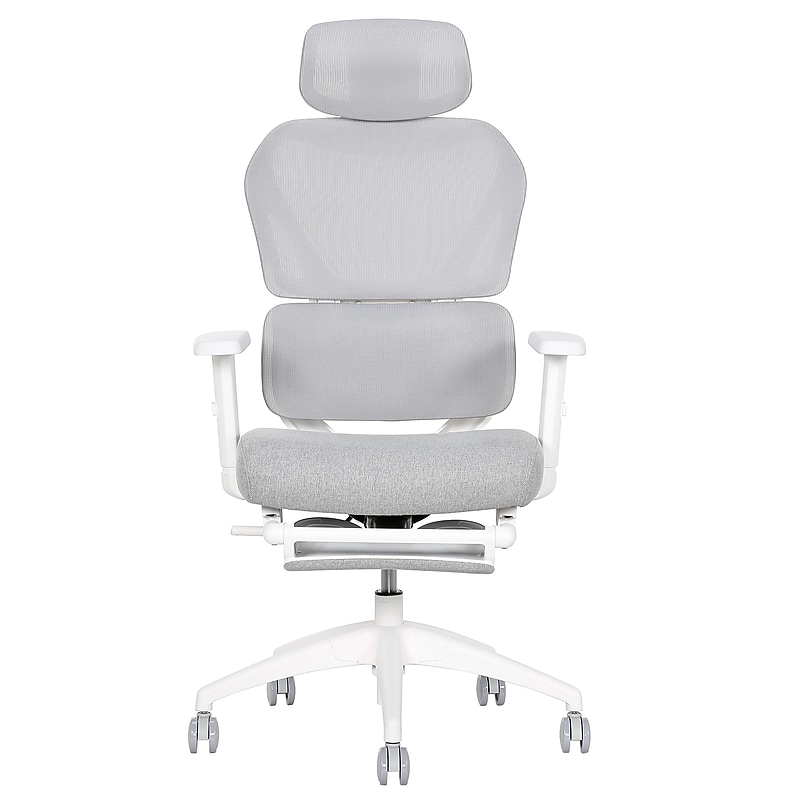 Sharper Image S-850 Heated Ergonomic Mesh Swivel Executive Massage Chair, Light Gray/White (60106-LGRYWHT) image 1