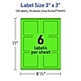 Avery Laser/Inkjet Multipurpose Square Labels, 3" x 3", Neon Green, 120/Pack (94101)~#|#~14B3B754-4C15-49AE-BFD6954D1D565627_sc7