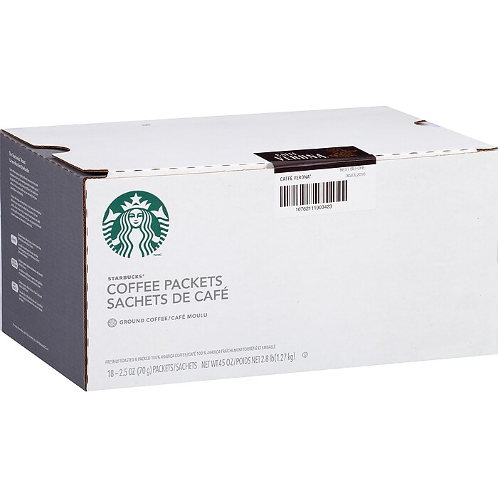 Starbucks Caffe Verona Ground Coffee Packet, Dark Roast, 2.5 oz