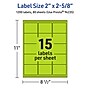 Avery Laser/Inkjet Multipurpose Rectangle Labels, 2" x 2-5/8", Bright Green, 1200/Box (94235)~#|#~14C4874E-E6C1-45AB-B4AA5BF7FC7648FE_sc7