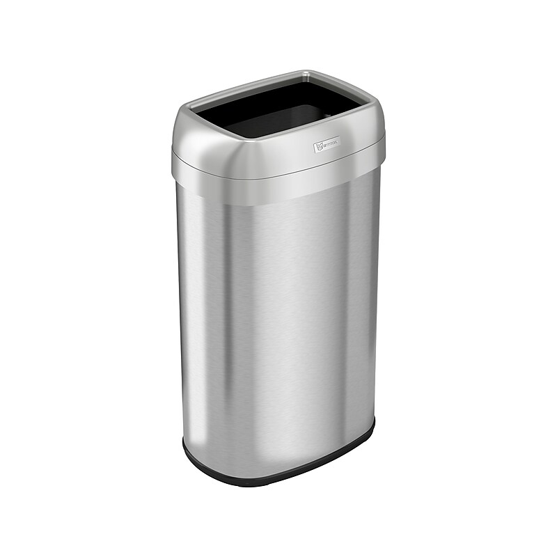 HLS Commercial Stainless Steel Trash Can with Open Lid, 16-Gallon, Silver (HLS16STV) image 1