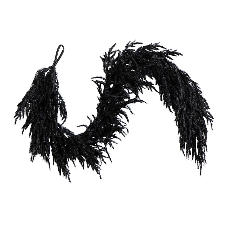 Nearly Natural Artificial Real Touch Halloween Black Norfolk Island Pine Garland, 6' (W1382) image 1