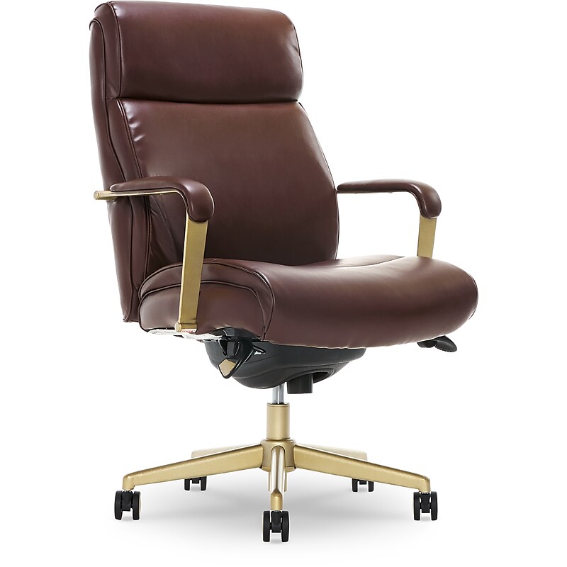 La-Z-Boy Melrose Ergonomic bonded Leather Swivel Executive Chair, Brown (CHR10084C) image 1