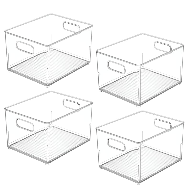 iDESIGN Stackable Plastic Storage Bin with Handles, Clear, 4/Pack (29205M4) image 1