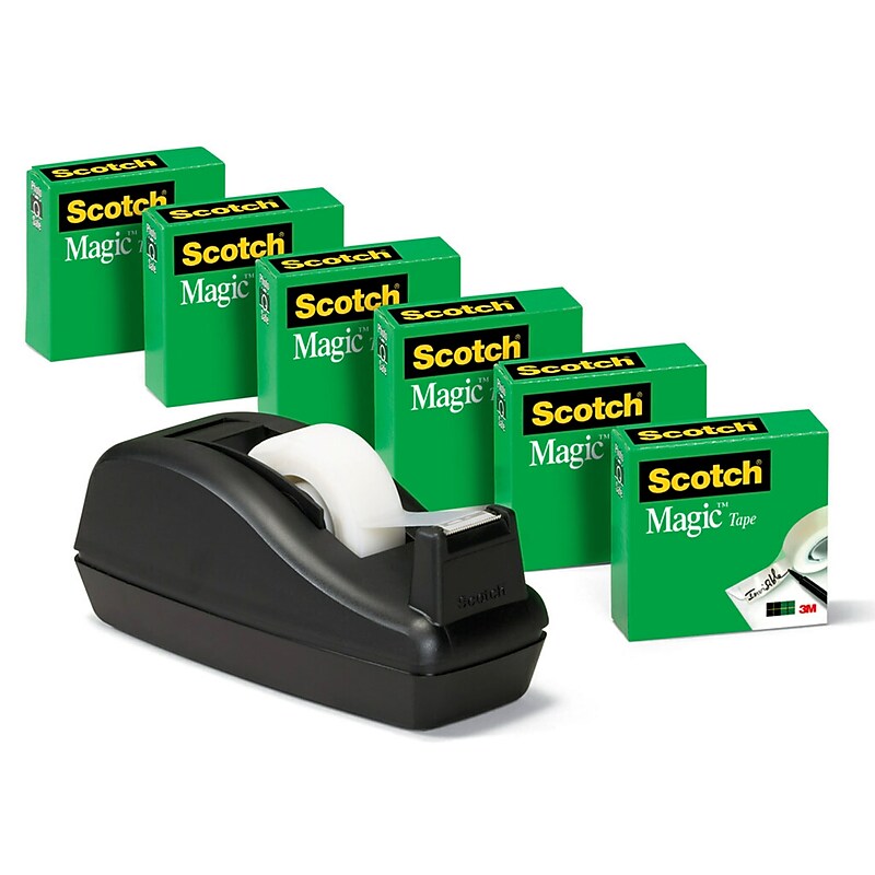 Scotch Magic Invisible Tape with Dispenser, 3/4" x 27.77 yds., 1" Core, 6 Rolls/Pack (810C40BK) image 1