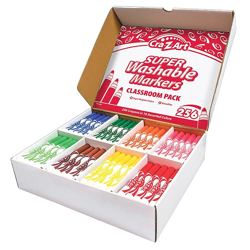 Cra-Z-Art Marker Classpacks Washable Water Based Kids Marker, Broad, Assorted Colors, 256/Box (CZA740091) image 1
