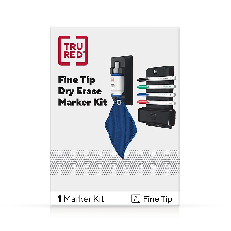 TRU RED™ Pen Dry Erase Kit, Fine Tip, Assorted, 4/Pack (TR61743/TR56941) image 1