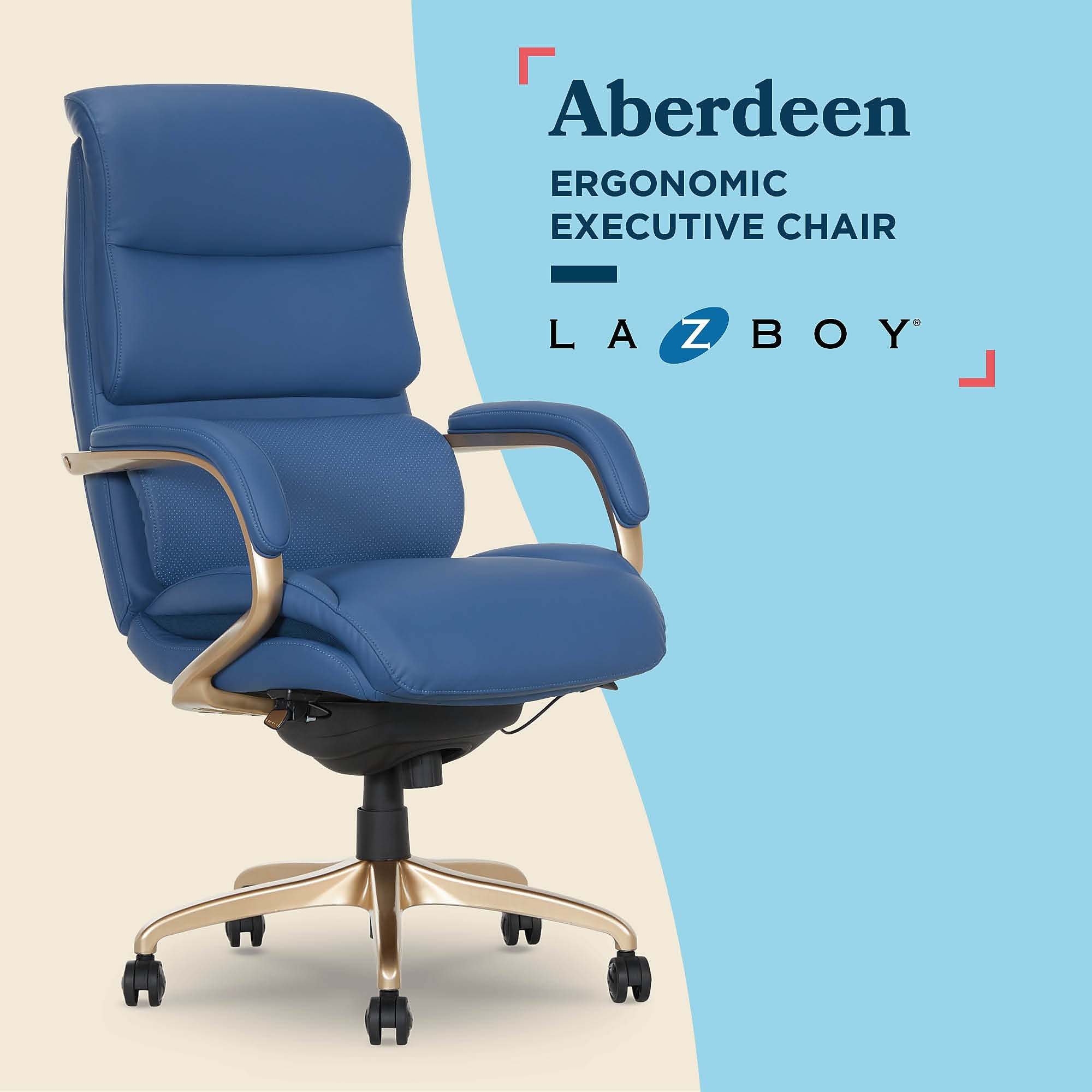 La-Z-Boy Aberdeen Ergonomic Bonded Leather Swivel Executive Chair, Blue (51545-BLU) Sansujyuku sansujyuku.com