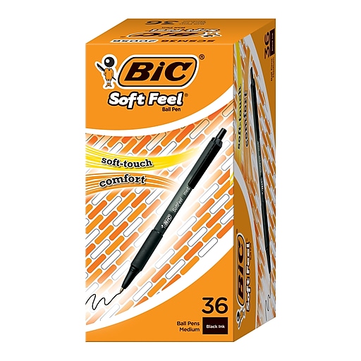 BIC Soft Feel Retractable Ballpoint Pen, Medium Point, Black