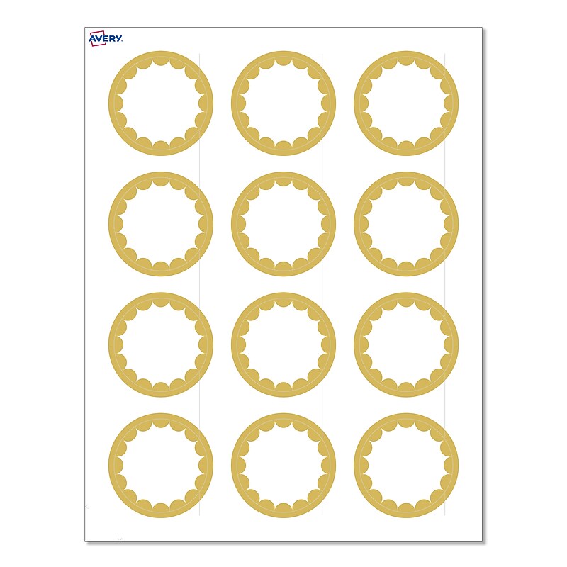 Avery Laser/Inkjet Circle Multipurpose Labels, 2" Dia., White, 120/Pack (S00D1W) image 1
