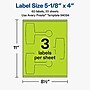 Avery Laser/Inkjet Multipurpose Labels, 5-1/8" x 4", Bright Green, 60 Labels/Pack (19479370713)~#|#~14EE159D-620E-49B3-87FB04C3B254921B_sc7