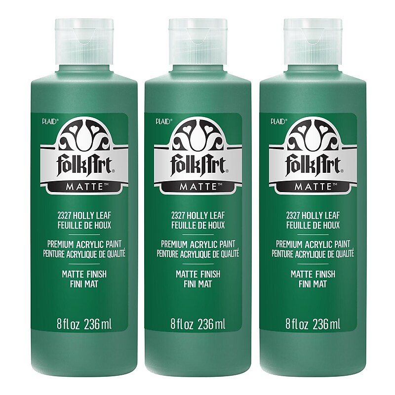 FolkArt Acrylic Paint Matte, 8oz., Holly Leaf, 3/Pack(FLK2327-3) image 1