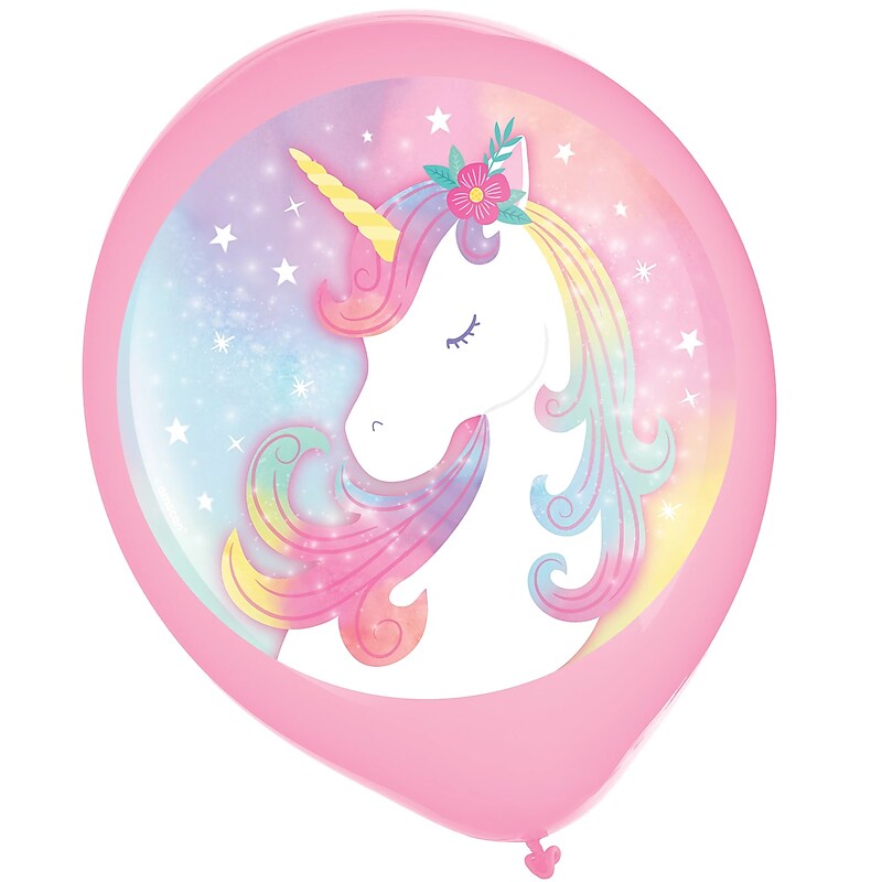 Party City 12" Enchanted Unicorn Latex Balloons, 6/Pack (AM110829) image 1